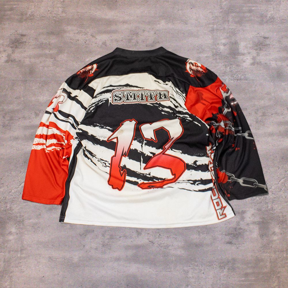 Japanese Brand Y2K 2000's 00's Wolfpack AOP Moto Racing Hockey Jersey Size US M / EU 48-50 / 2 - 2 Thumbnail