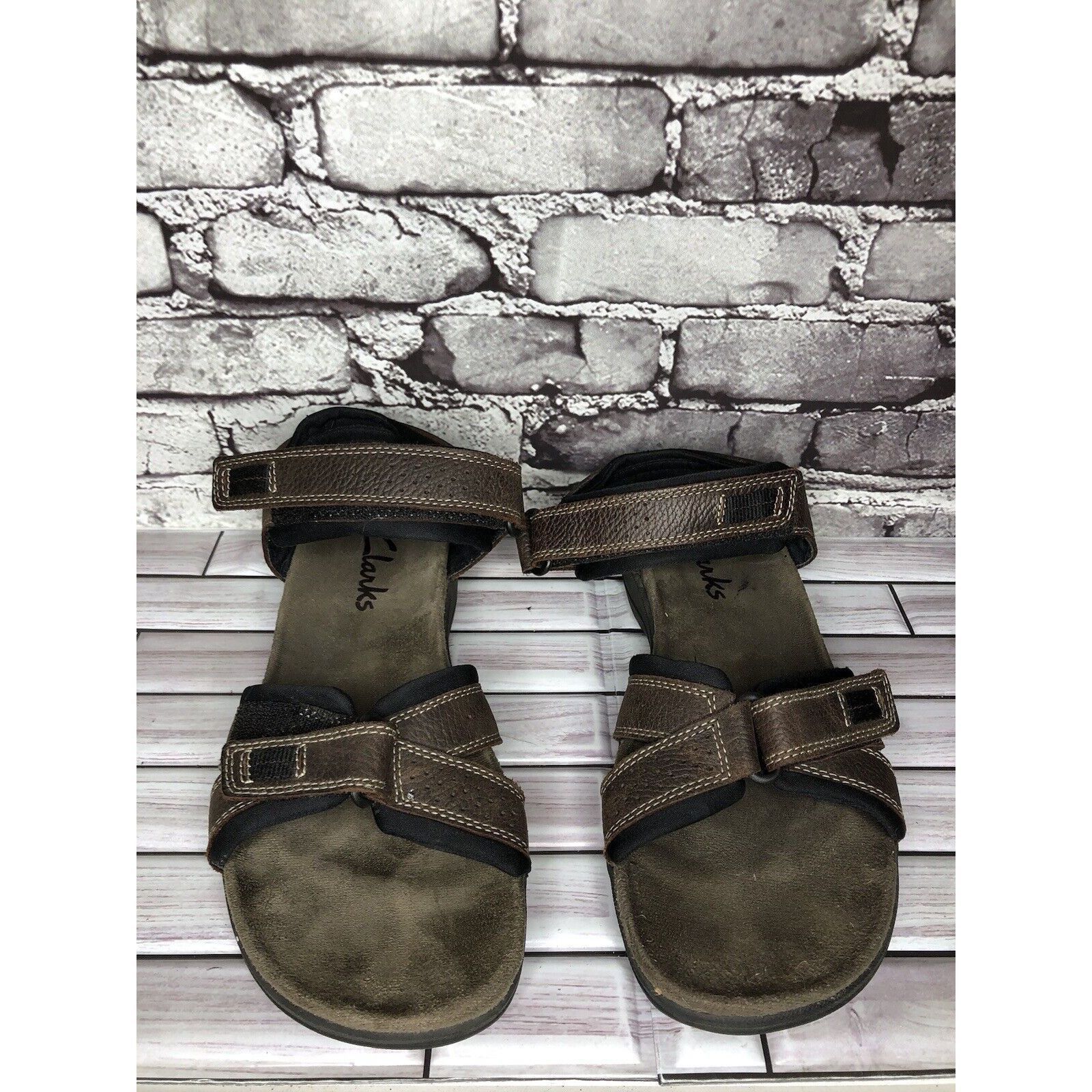Clarks Clarks Brown Leather Synthetic Hiking Outdoor Strap Sandals Size US 11 / EU 44 - 2 Thumbnail