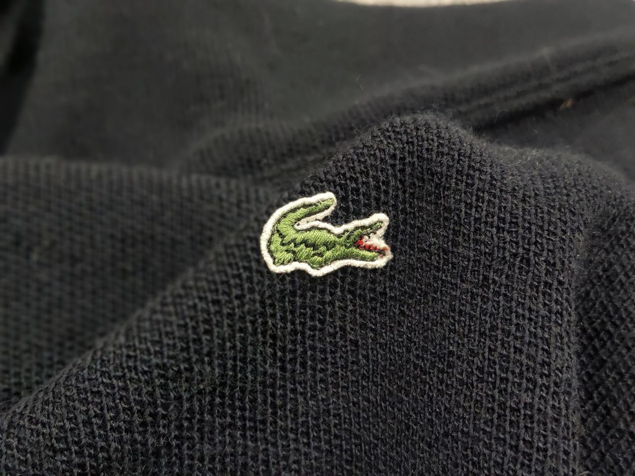 Lacoste Vintage 90's Lacoste Navy Blue Wool Crew Chek Sweater Size US XL / EU 56 / 4 - 17 Thumbnail