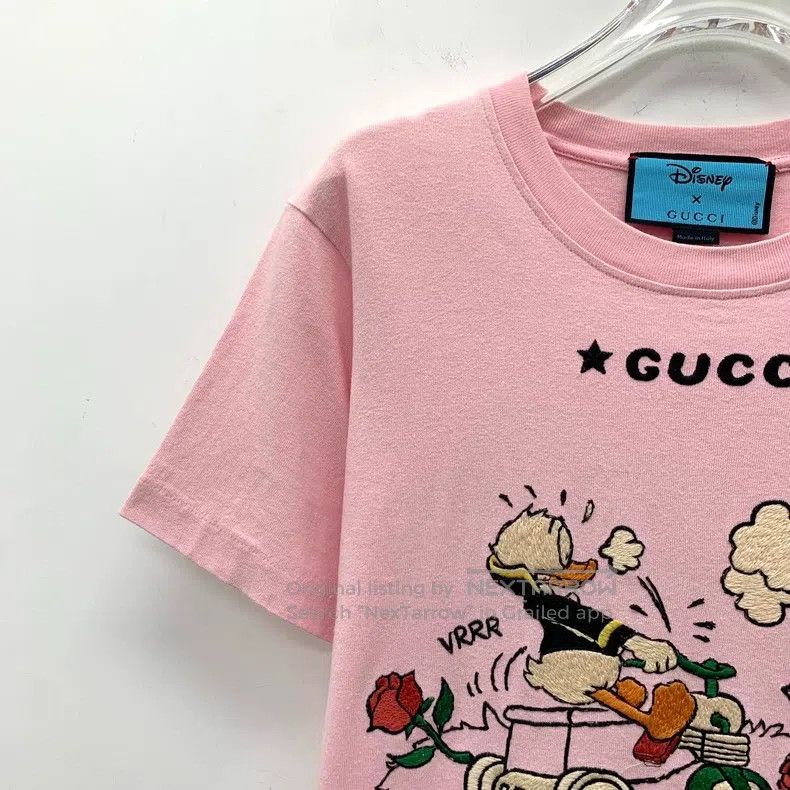 Gucci Gucci Pink Donald Duck floral embroidered cotton round-nec Size XS / US 0-2 / IT 36-38 - 3 Thumbnail