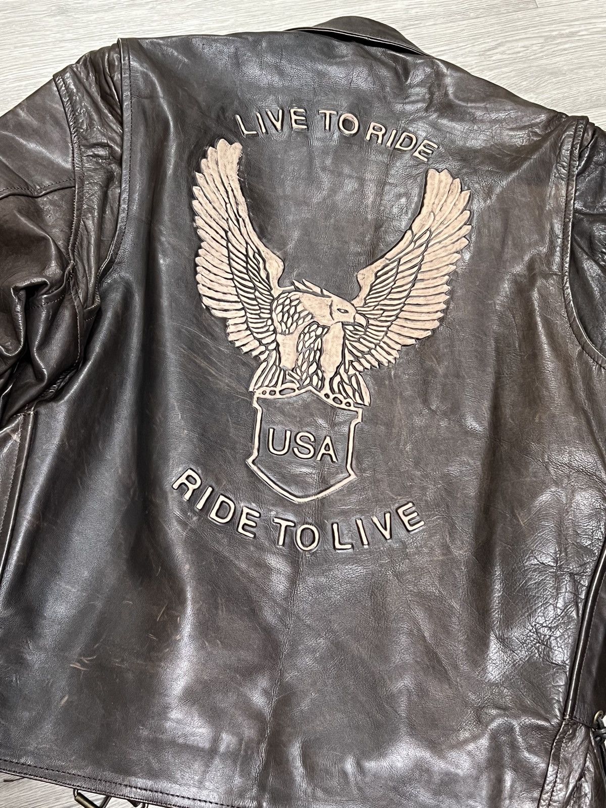 Vintage Vintage men’s leather jacket motorcycle USA Size US XL / EU 56 / 4 - 8 Thumbnail