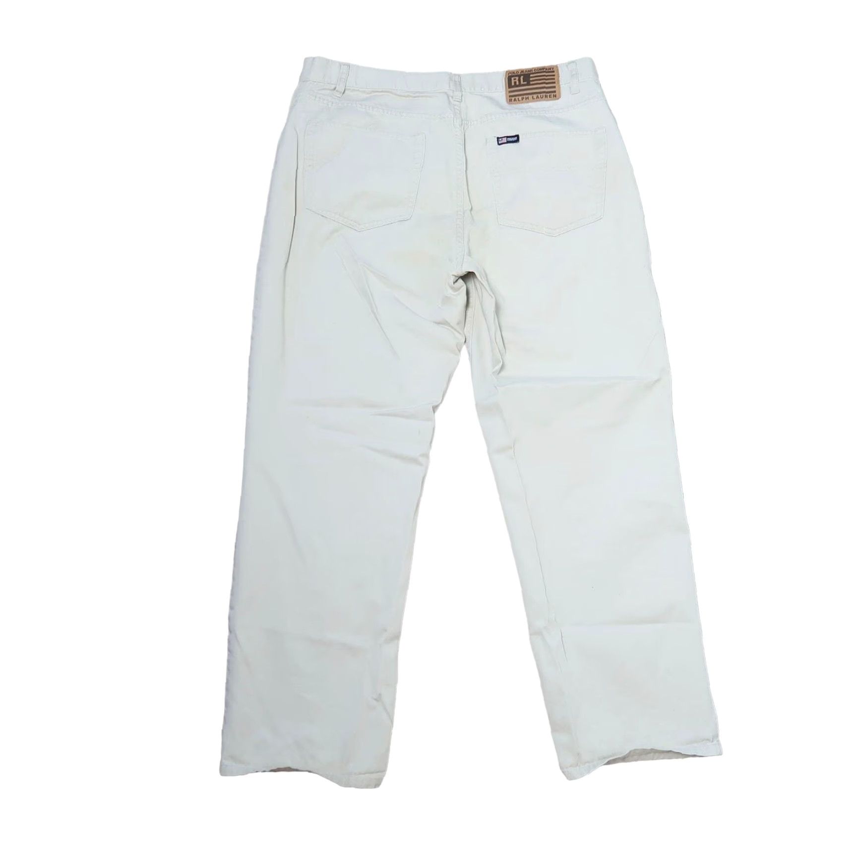 Ralph Lauren VINTAGE Polo Jeans Ralph Lauren Cream 14 Pants 1990s Cotton Straight Leg Grunge Mens Size 36" / US 14 / IT 50 - 3 Thumbnail