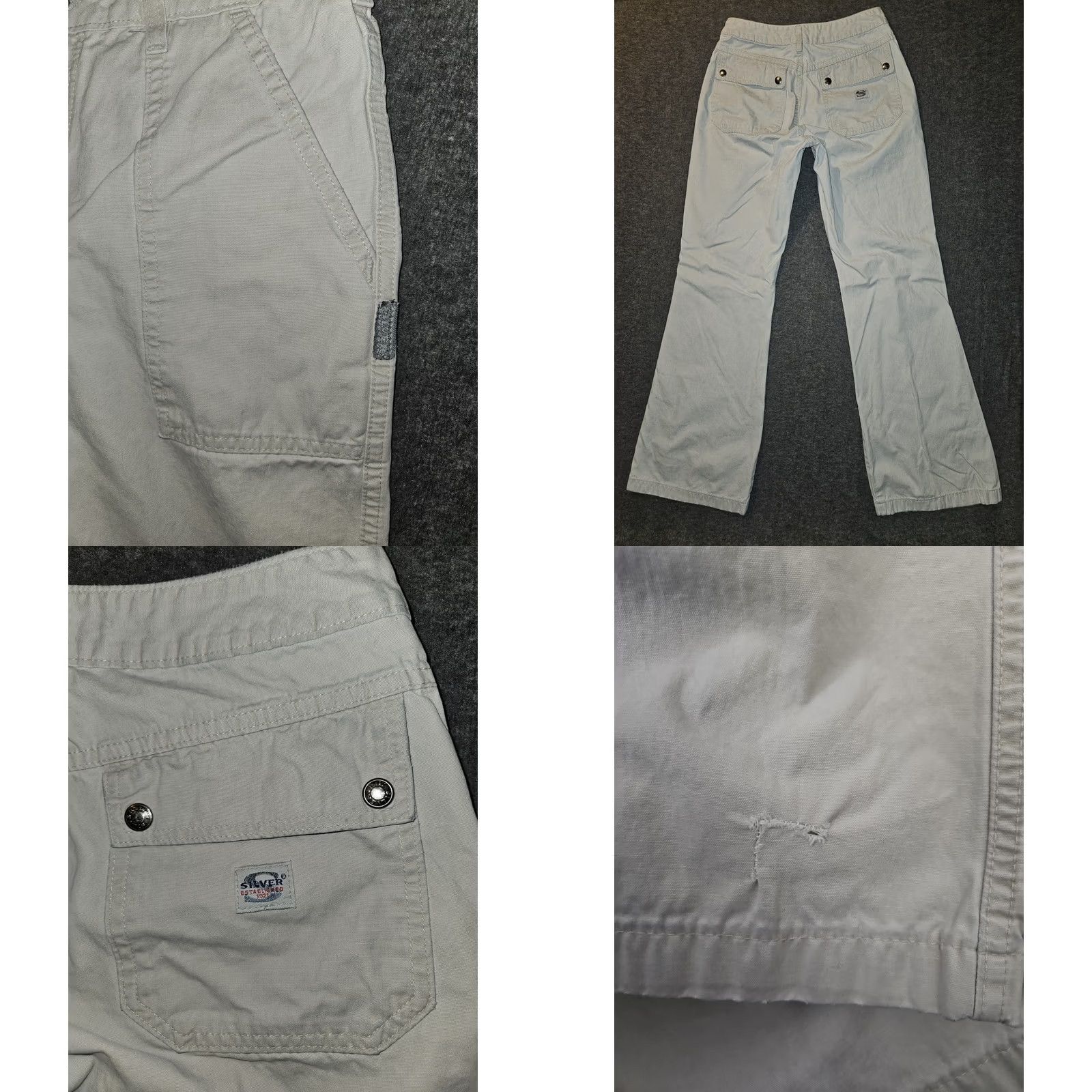 Silver Jeans Co. VINTAGE Silver Flare Jeans Women's 29 Mid Rise Distressed Pockets Logo Button 31.5in Inseam Mens? Size 29" - 8 Thumbnail