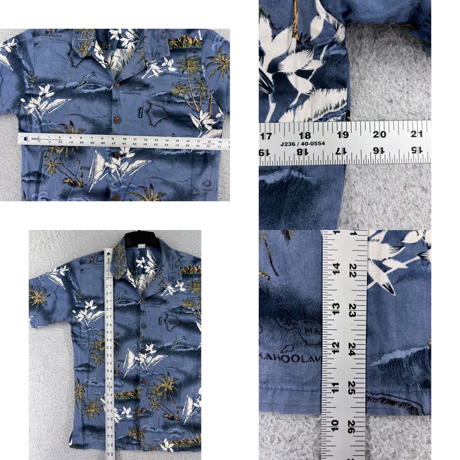 Vintage Palmwave Shirt Men Adult Small Blue Floral Island Map Print Hawaiian Button Up Beach Size US M / EU 48-50 / 2 - 8 Thumbnail