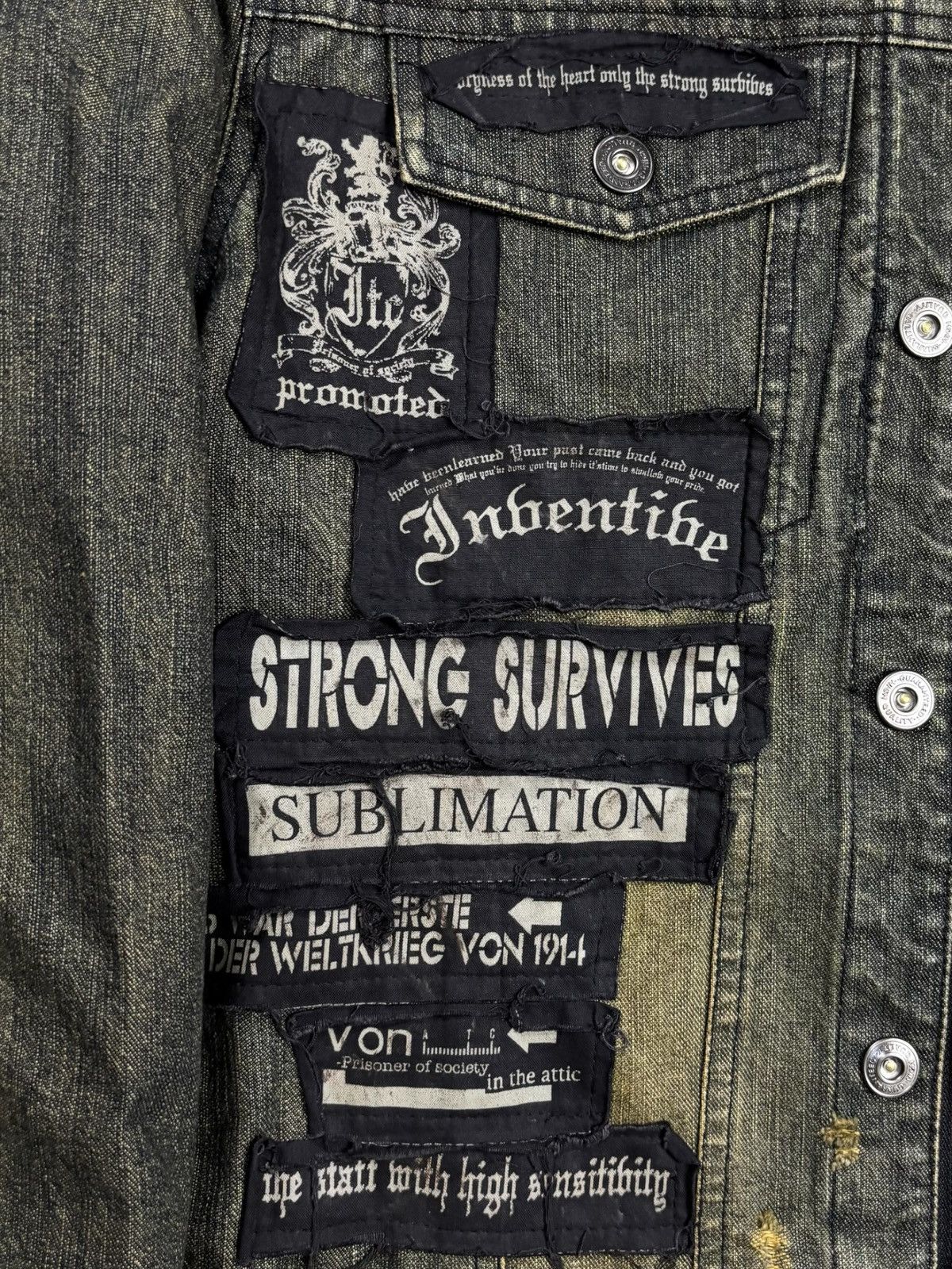 Tornado Mart 2000s In The Attic Fur Collar Mud Wash Patchwork Denim Jaket Size US M / EU 48-50 / 2 - 9 Thumbnail