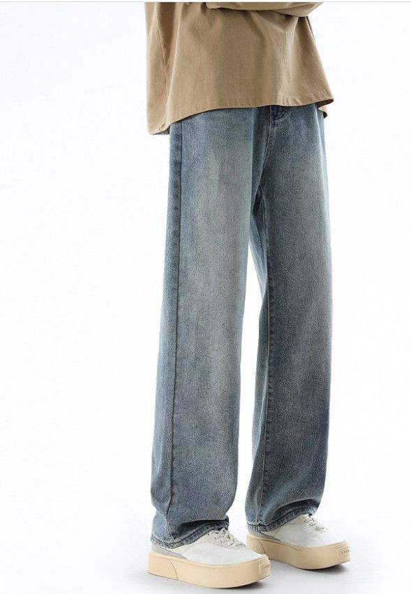 Japanese Brand Men's American street retro washed distressed straight jeans Size US 32 / EU 48 - 3 Thumbnail