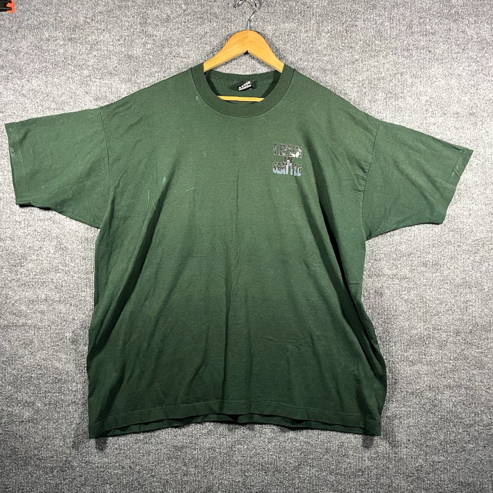 Fruit Of The Loom VINTAGE Fruit of the Loom Shirt 3XL Crew Neck Graphic T-Shirt 90s Movie Sleepless In Seattle Green Mens Size US XXL / EU 58 / 5 - 4 Thumbnail