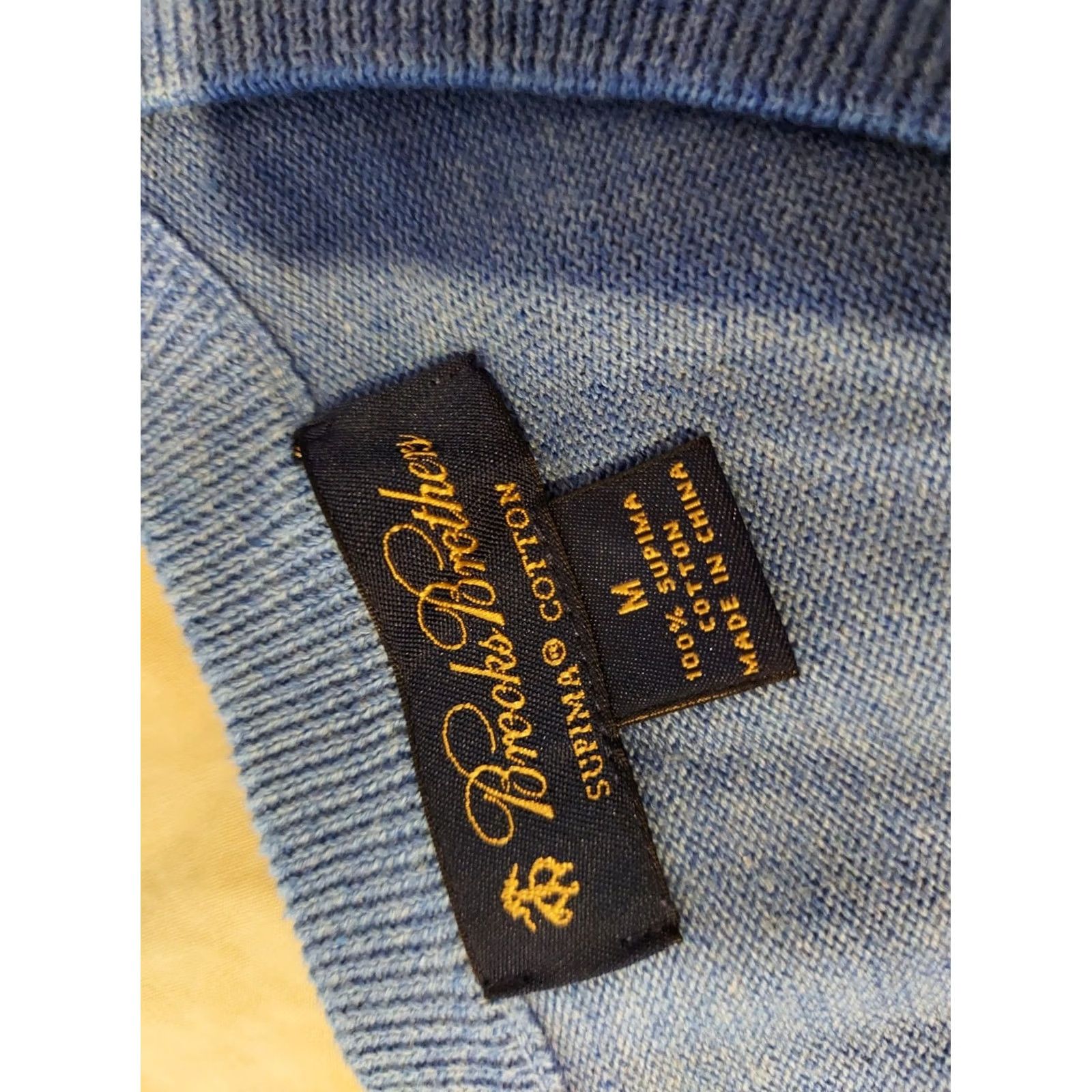 Brooks Brothers Mens Brooks Brothers V-Neck Sweater M Medium Blue Cotton Size US M / EU 48-50 / 2 - 2 Thumbnail