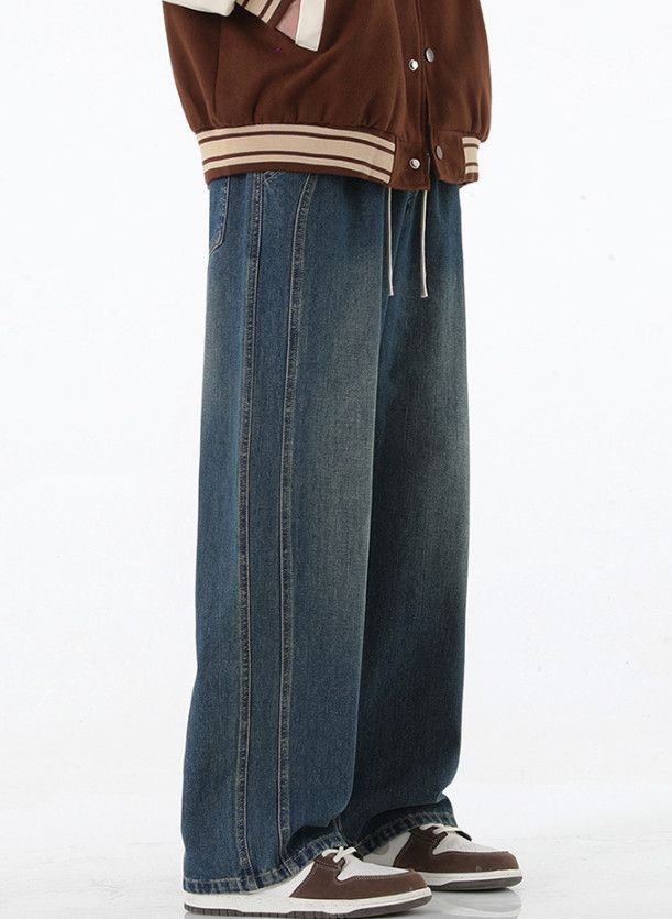 Japanese Brand Men's street straight loose distressed versatile jeans Size US 32 / EU 48 - 1 Thumbnail