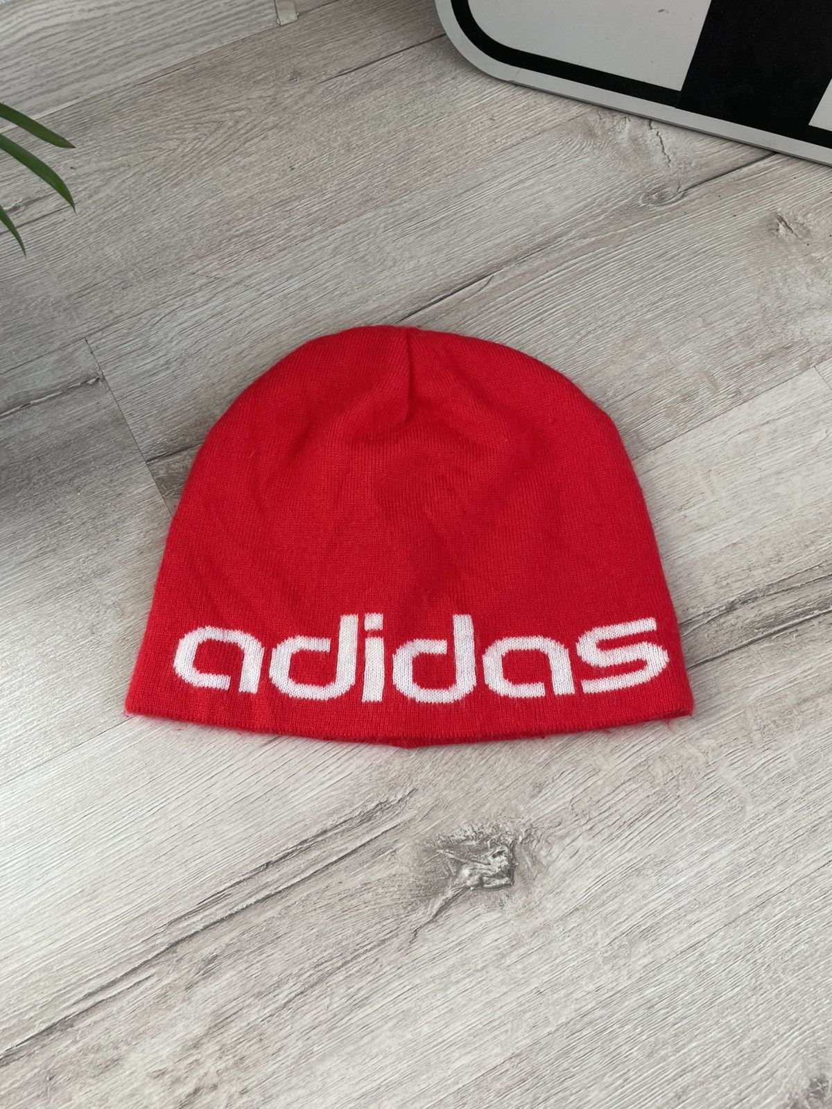Adidas × Vintage Rare Vintage Y2k Adidas Big Logo Knit Beanie Hat Tight Fit Size ONE SIZE - 5 Thumbnail