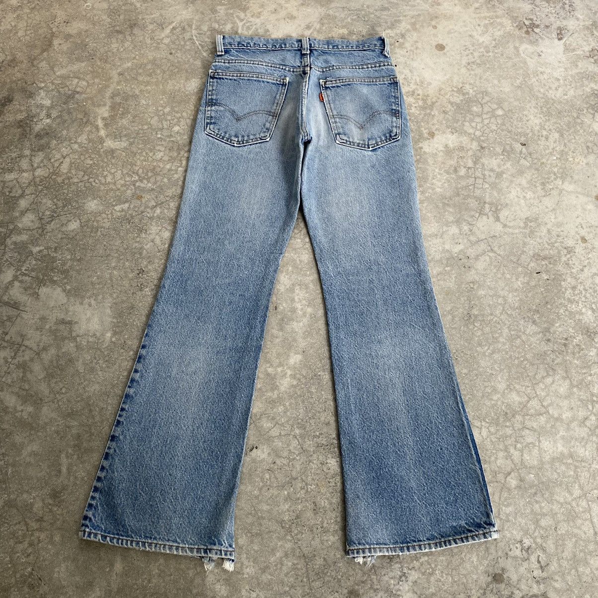 Vintage 70’s Levis 517 Faded Blue Distressed Flared Jeans