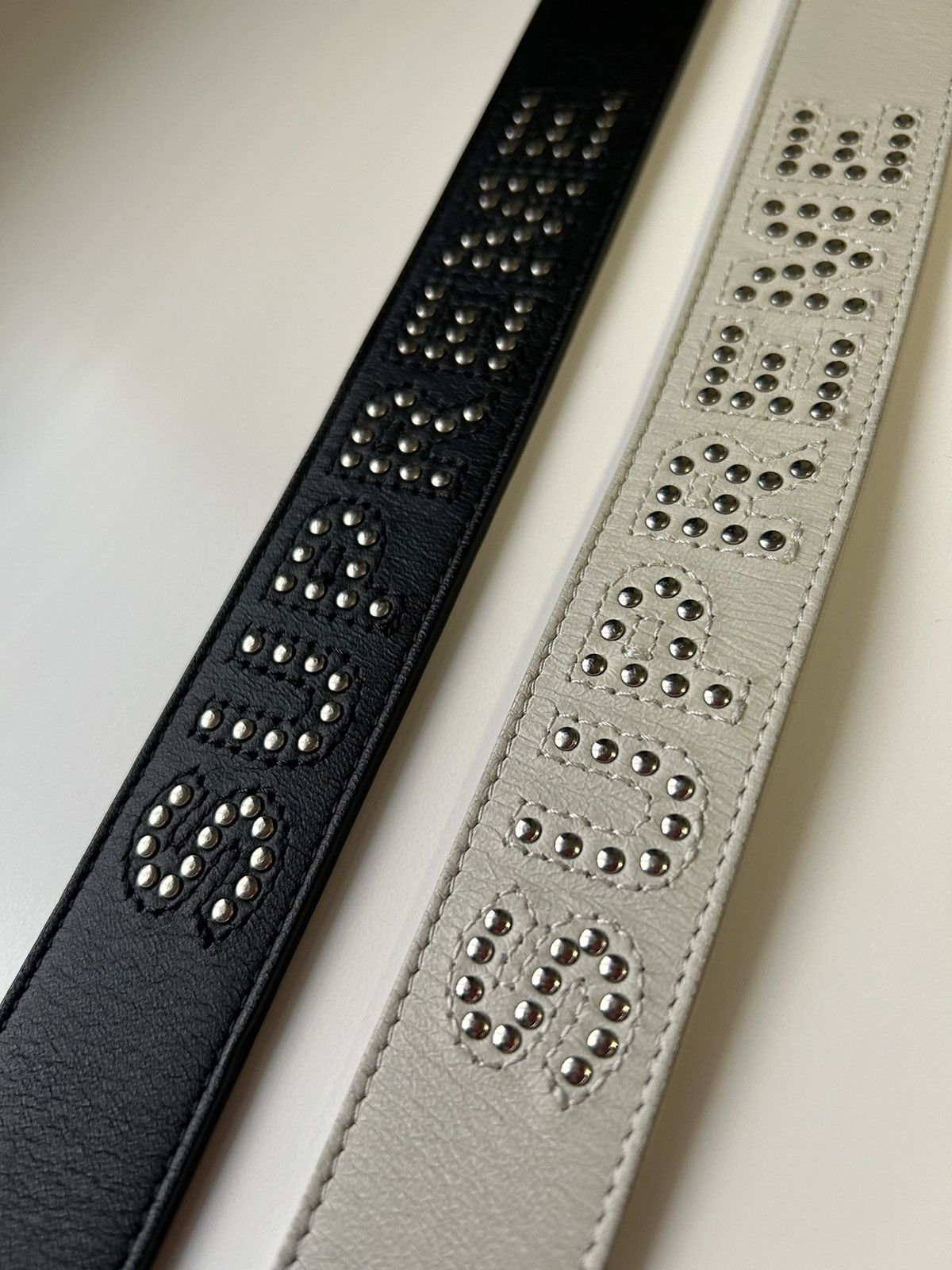 image of Supreme Studded Leather Belts in Black/White, Men's (Size 32)