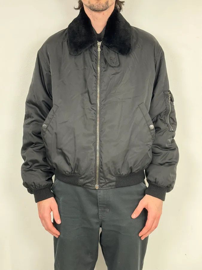 Prada 2000s Prada Black Classy Detachable Collar Nylon Bomber Jacket Size US M / EU 48-50 / 2 - 2 Thumbnail