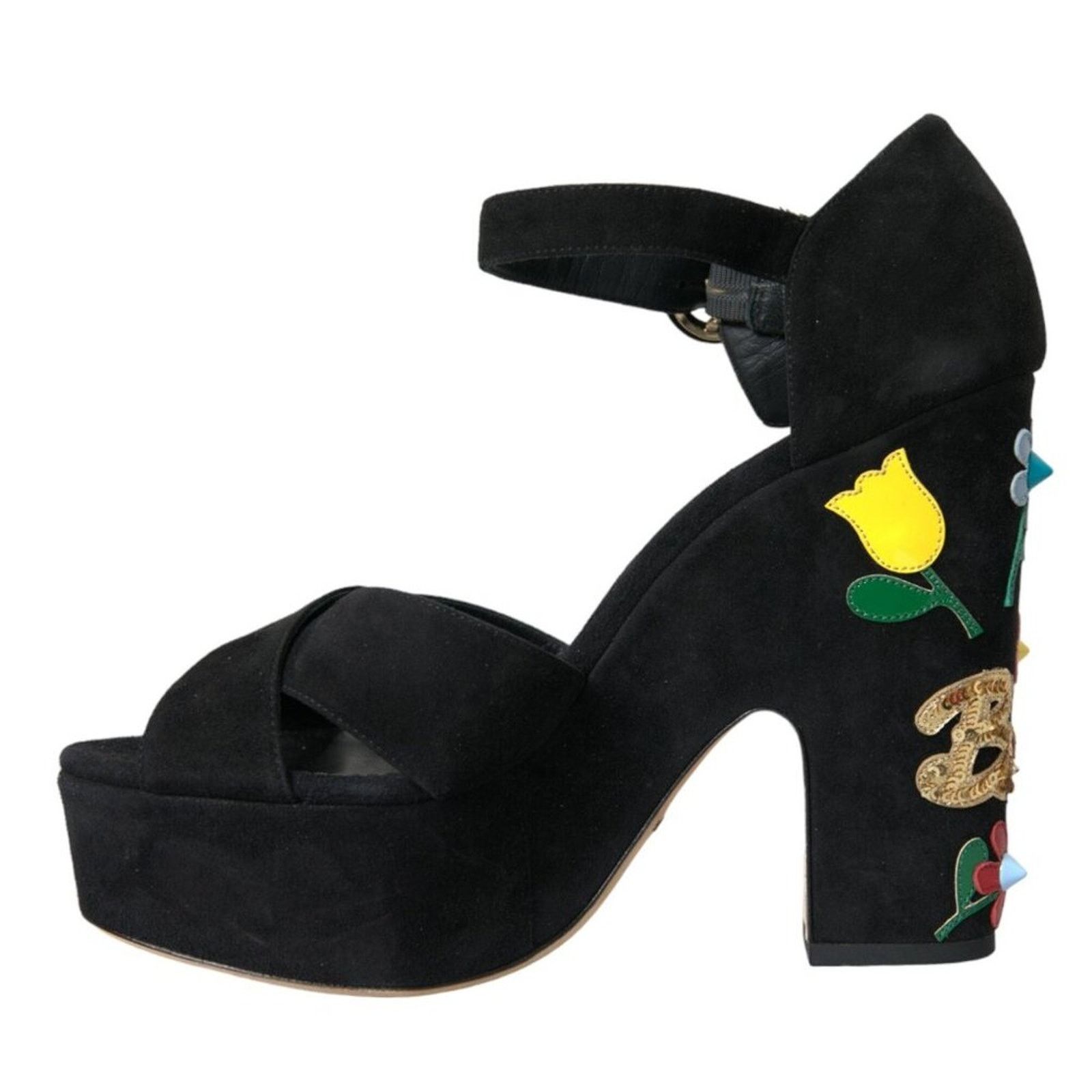 Dolce & Gabbana Dolce & Gabbana Black Suede Ankle Strap Heels Sandals Shoes Size US 9 / IT 39 - 4 Thumbnail