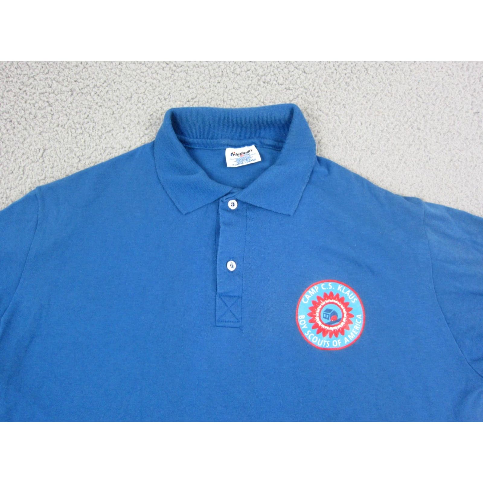 Vintage VINTAGE Boy Scouts Polo Shirt Mens XL Blue Stedman Made in USA Size US XL / EU 56 / 4 - 2 Thumbnail