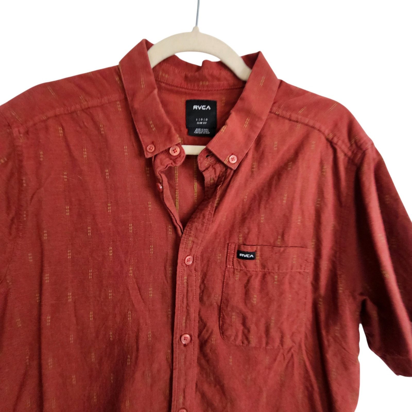 RVCA RVCA Mens Red Button Slim Fit Shirt Size L Skater Casual Size US L / EU 52-54 / 3 - 2 Thumbnail