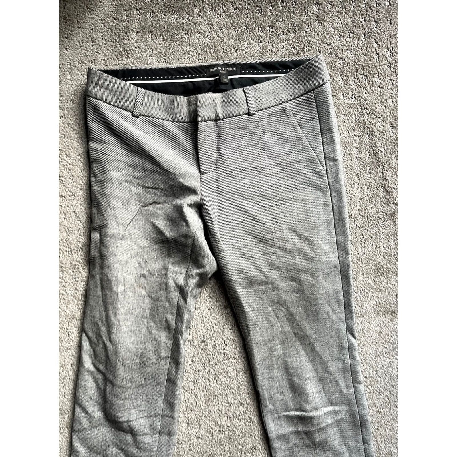 Banana Republic Banana Republic Sloan Straight Pants Size 0 Gray Herringbone Solid Ankle Size 25" / US 0 / IT 36 - 2 Thumbnail