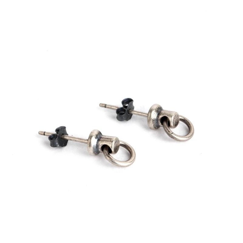 Jewelry Knocker Pull Ring Stud Earrings 925 Sterling Ear Studs Charm Size ONE SIZE - 6 Thumbnail