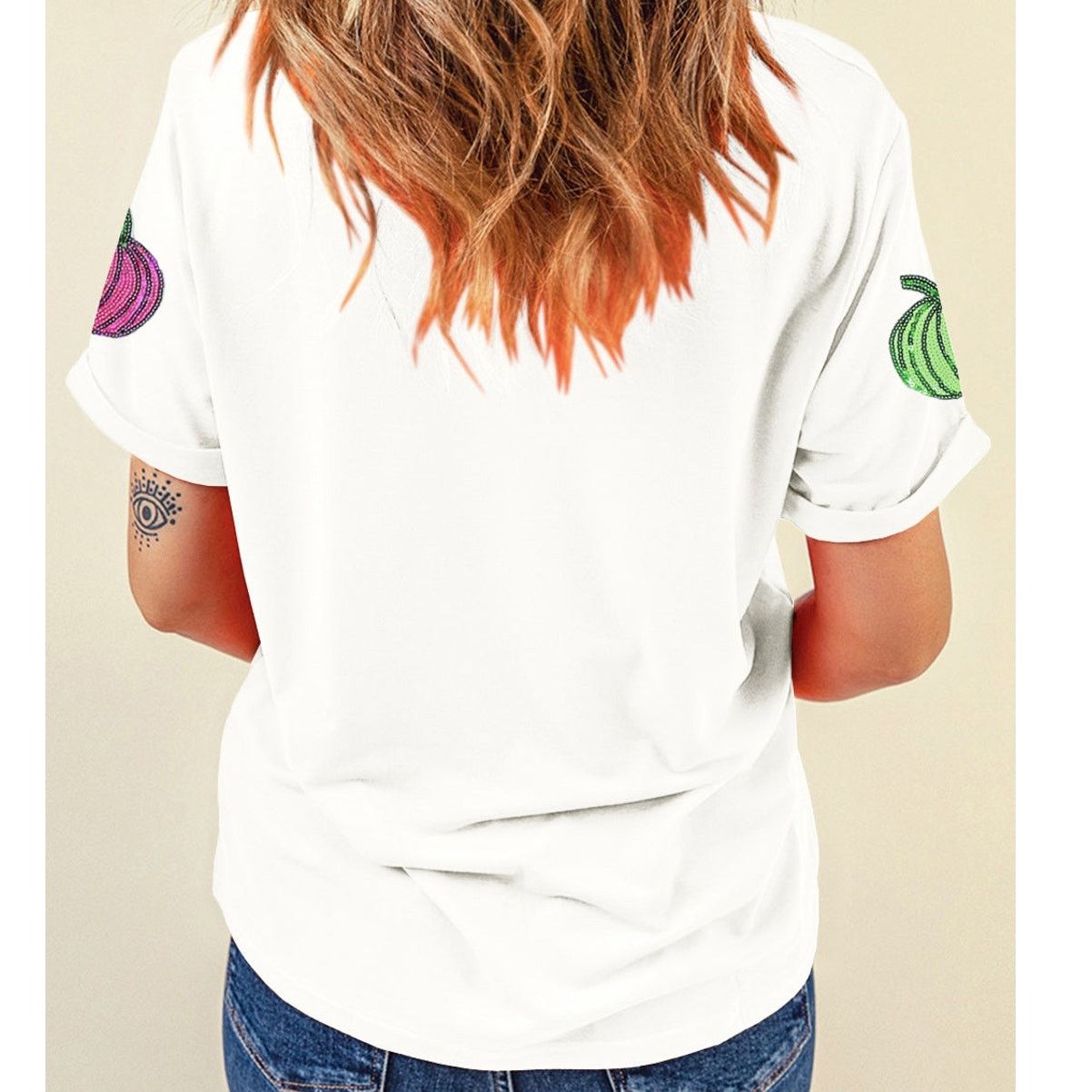 Other NWT White Sequin Pumpkin T Shirt Size S / US 4 / IT 40 - 6 Thumbnail