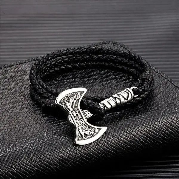 Japanese Brand Raven Battle Axe Multilayer Leather Bracelet Size ONE SIZE - 2 Thumbnail