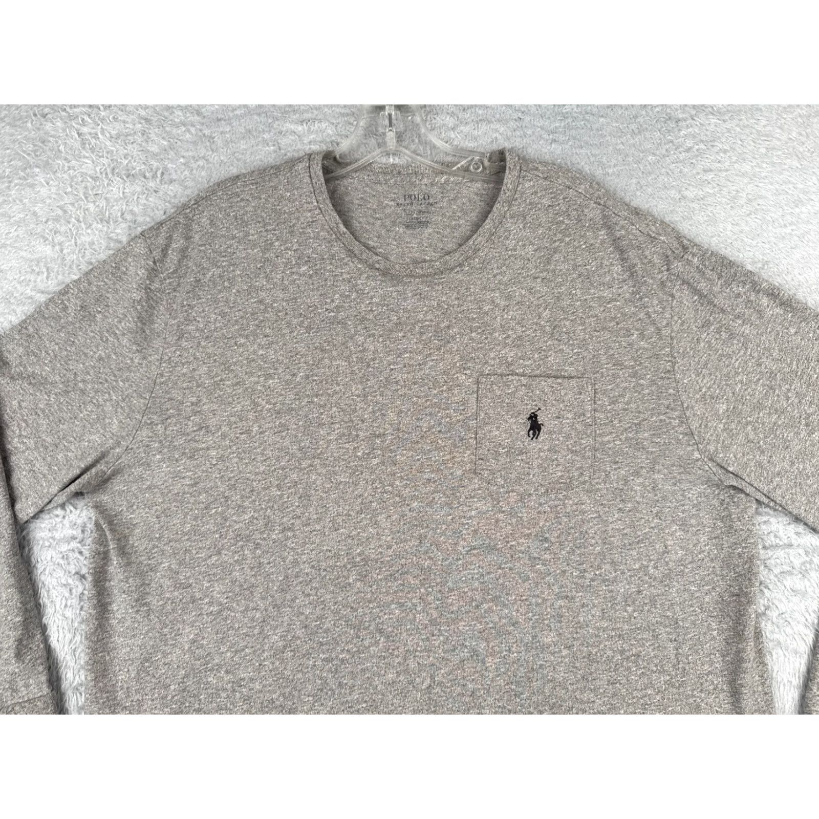 Ralph Lauren VINTAGE Polo Ralph Lauren Shirt Men’s L Gray Long Sleeve Crew 100% Cotton Pocket Logo Embroidered Navy Sports Classic Mens Size US L / EU 52-54 / 3 - 4 Thumbnail