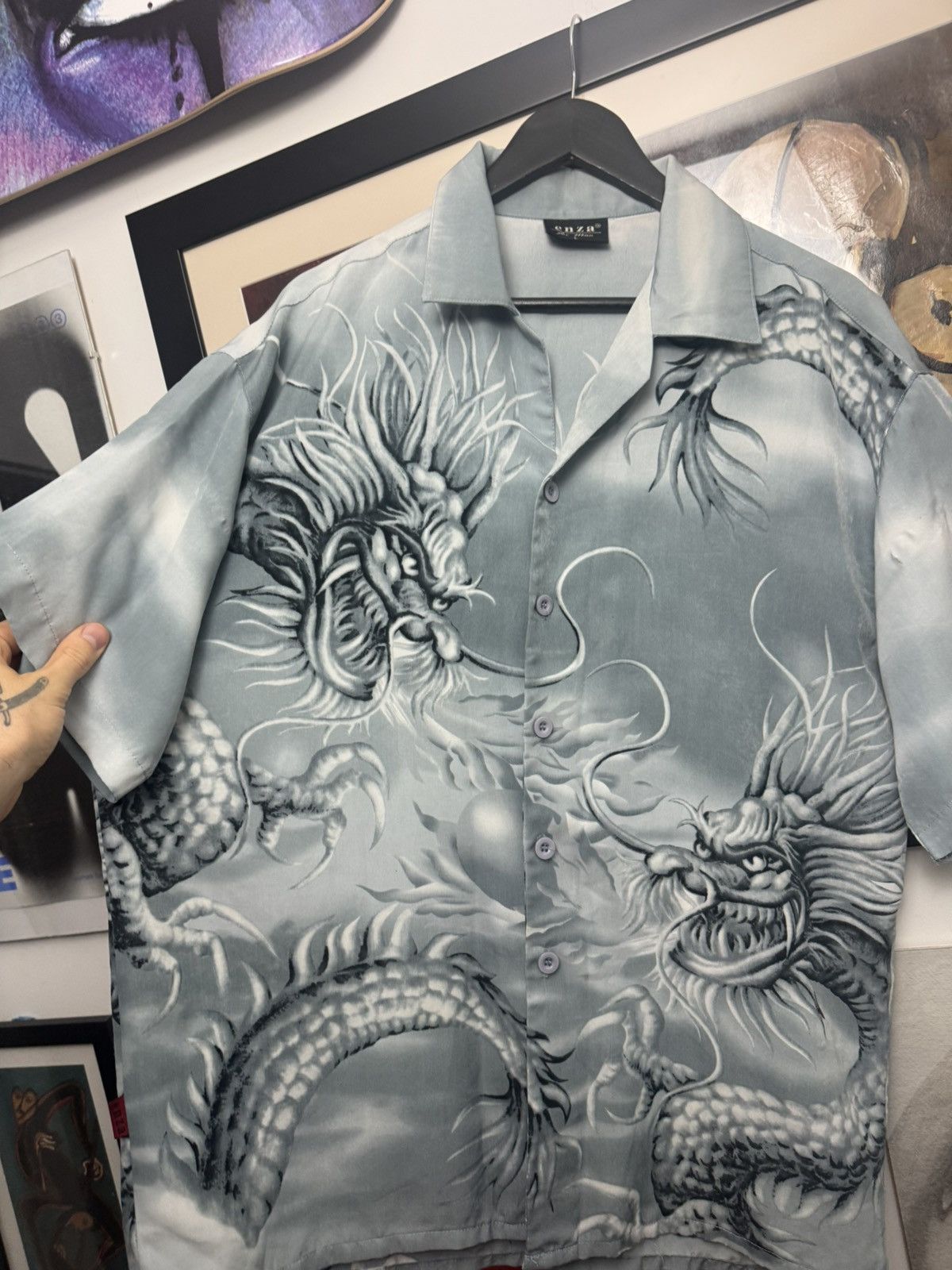 Vintage Vintage Y2k Japanesse Dragon Alternative Boxy Button Shirt Size US L / EU 52-54 / 3 - 3 Thumbnail