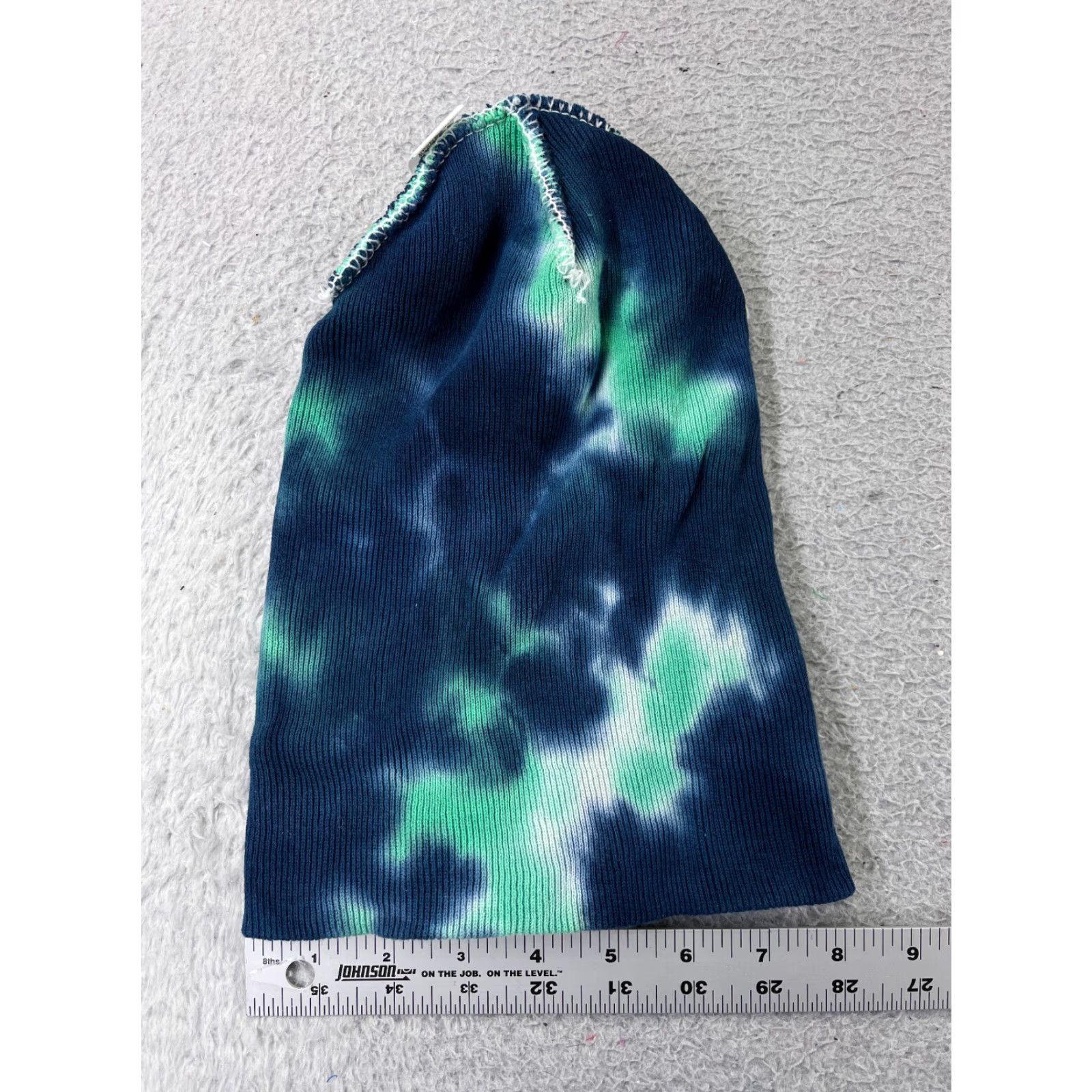 Vintage POG Beanie Hat Adult One Size Blue Tie Dye Knit 100% Cotton Winter Ski Beanie Size ONE SIZE - 5 Thumbnail