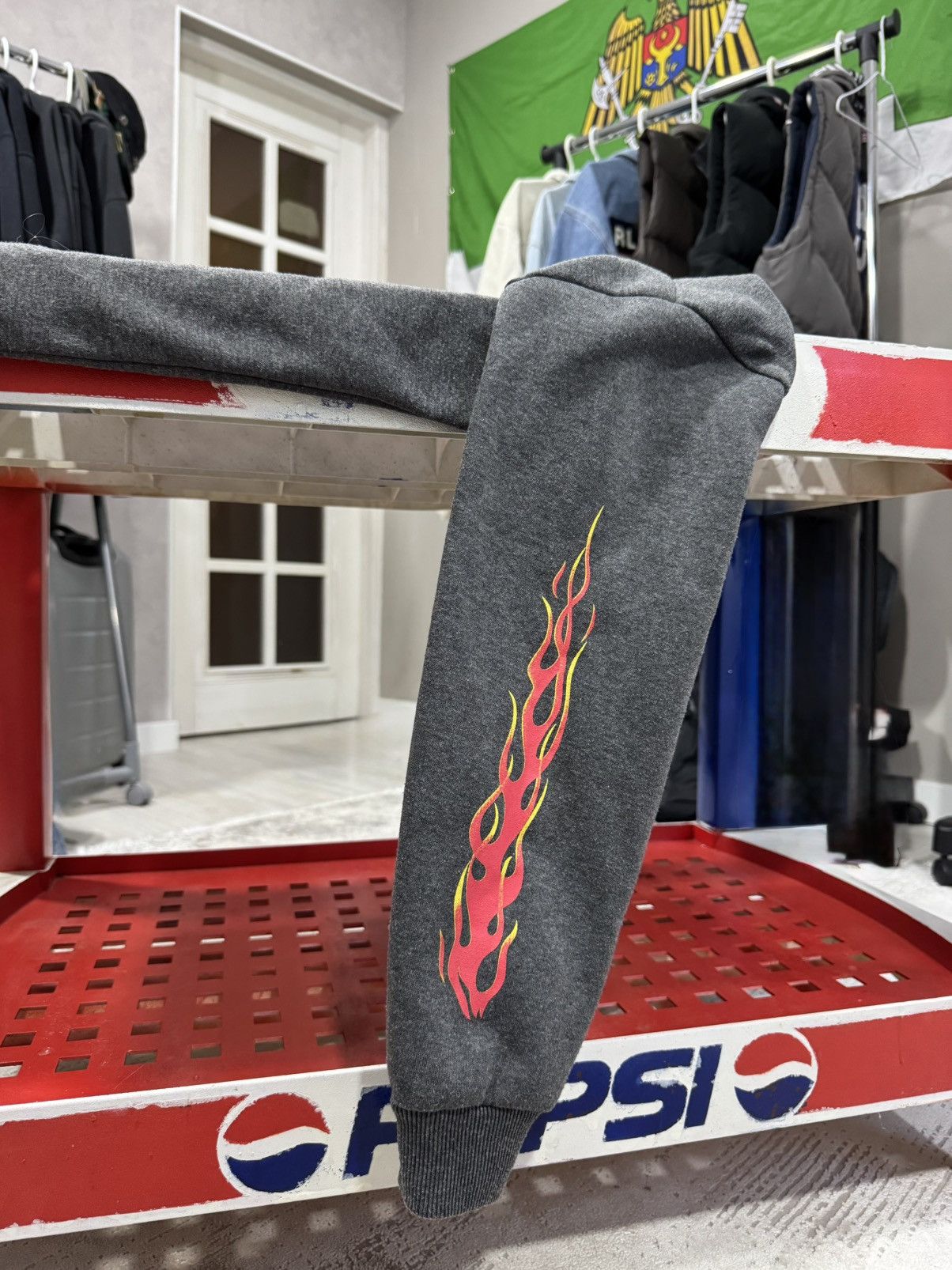 Vintage Harley Davidson Flame Big Logo Hoodie Fire Sleeves