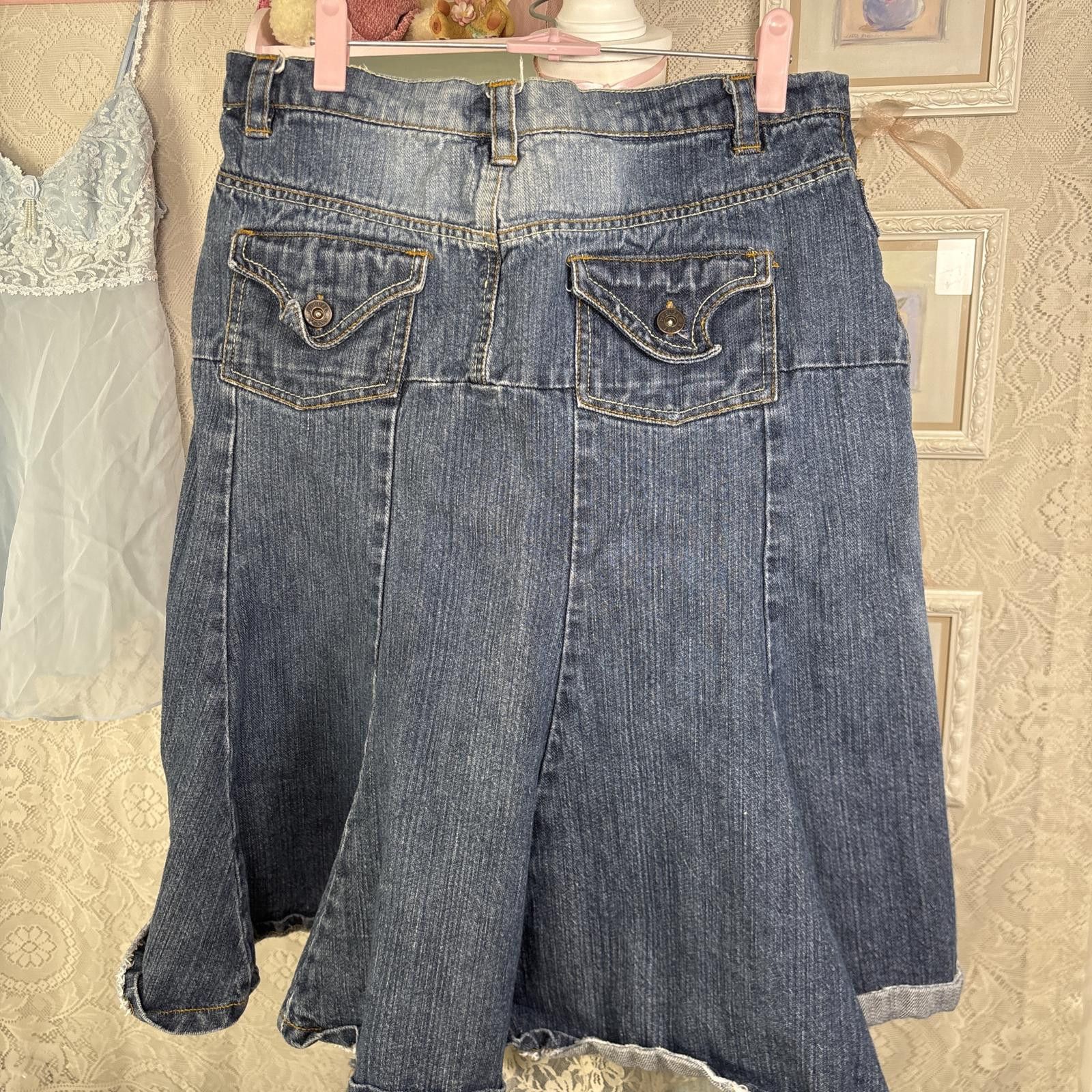 Other y2k light wash distressed denim midi skirt Size 32" / US 10 / IT 46 - 3 Thumbnail