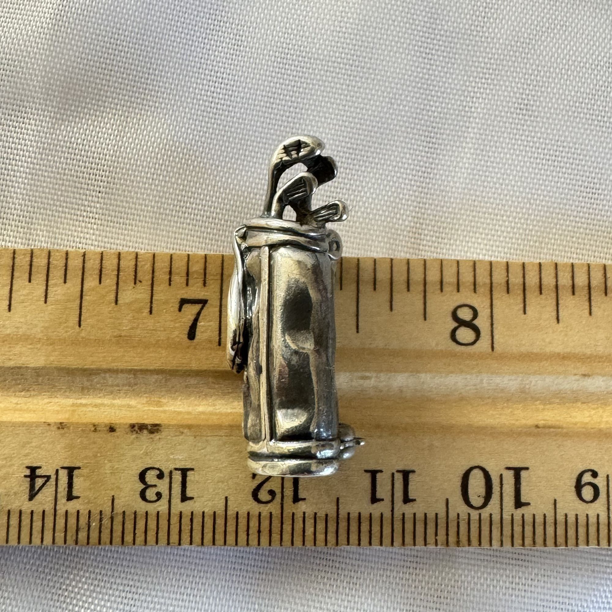 Vintage Solid Sterling Silver 925 Three Dimensional Golf Club Bag Br Size ONE SIZE - 10 Thumbnail
