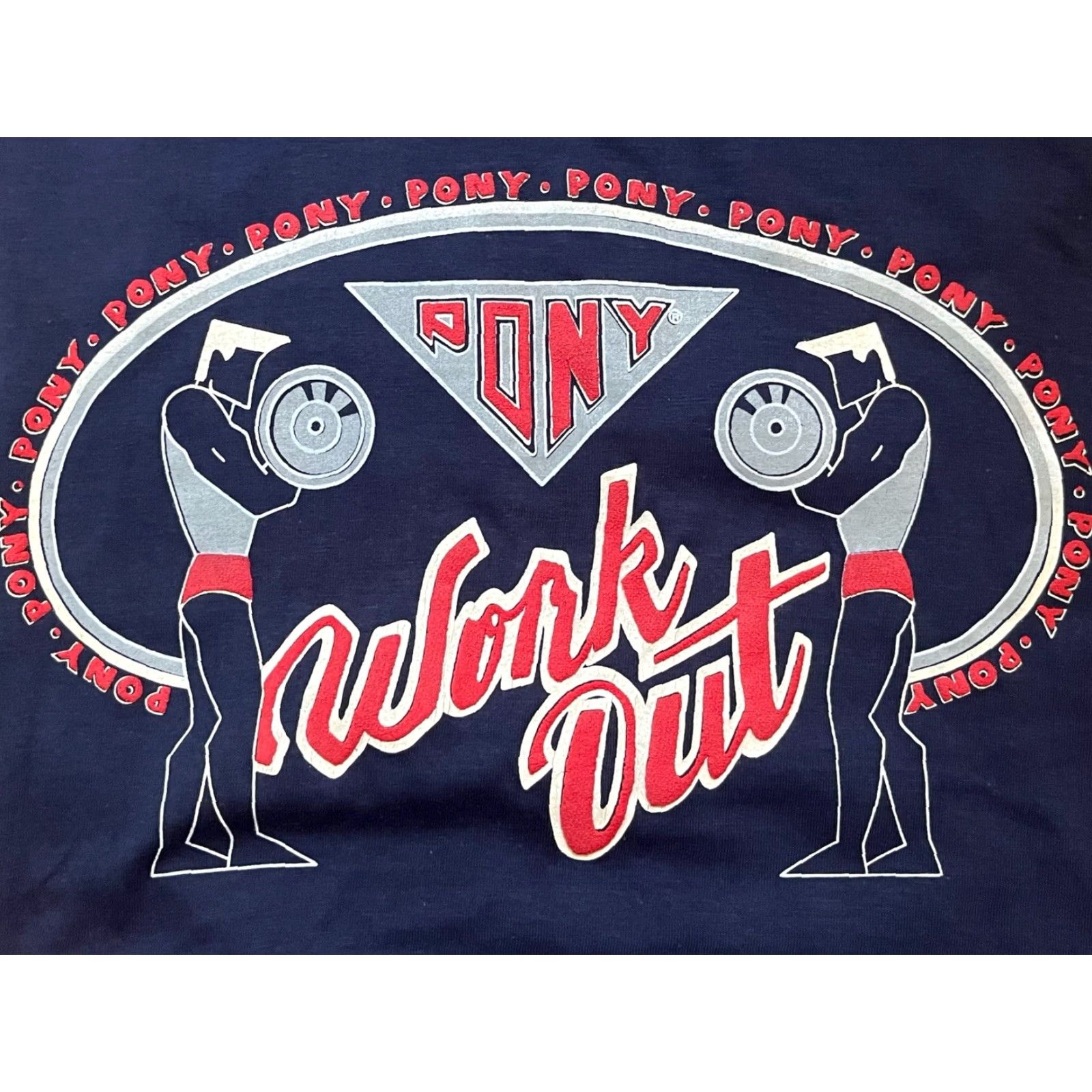 PONY VINTAGE PONY T-Shirt Mens S Navy Blue 90s Deadstock NWT Made in USA Crew Neck Shirts Pale Grey White Red Graphic Size US S / EU 44-46 / 1 - 5 Thumbnail
