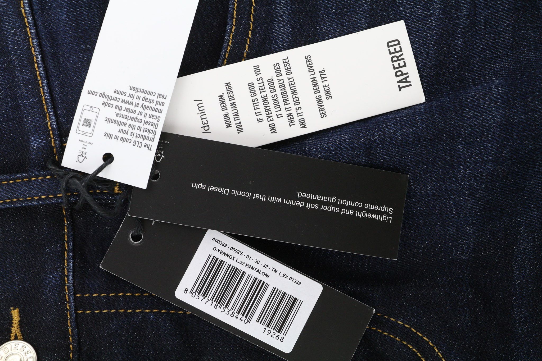 Diesel D-YENNOX 009ZS W30/L32 Tapered Washed Dark Jeans 40163 Size US 30 / EU 46 - 9 Thumbnail