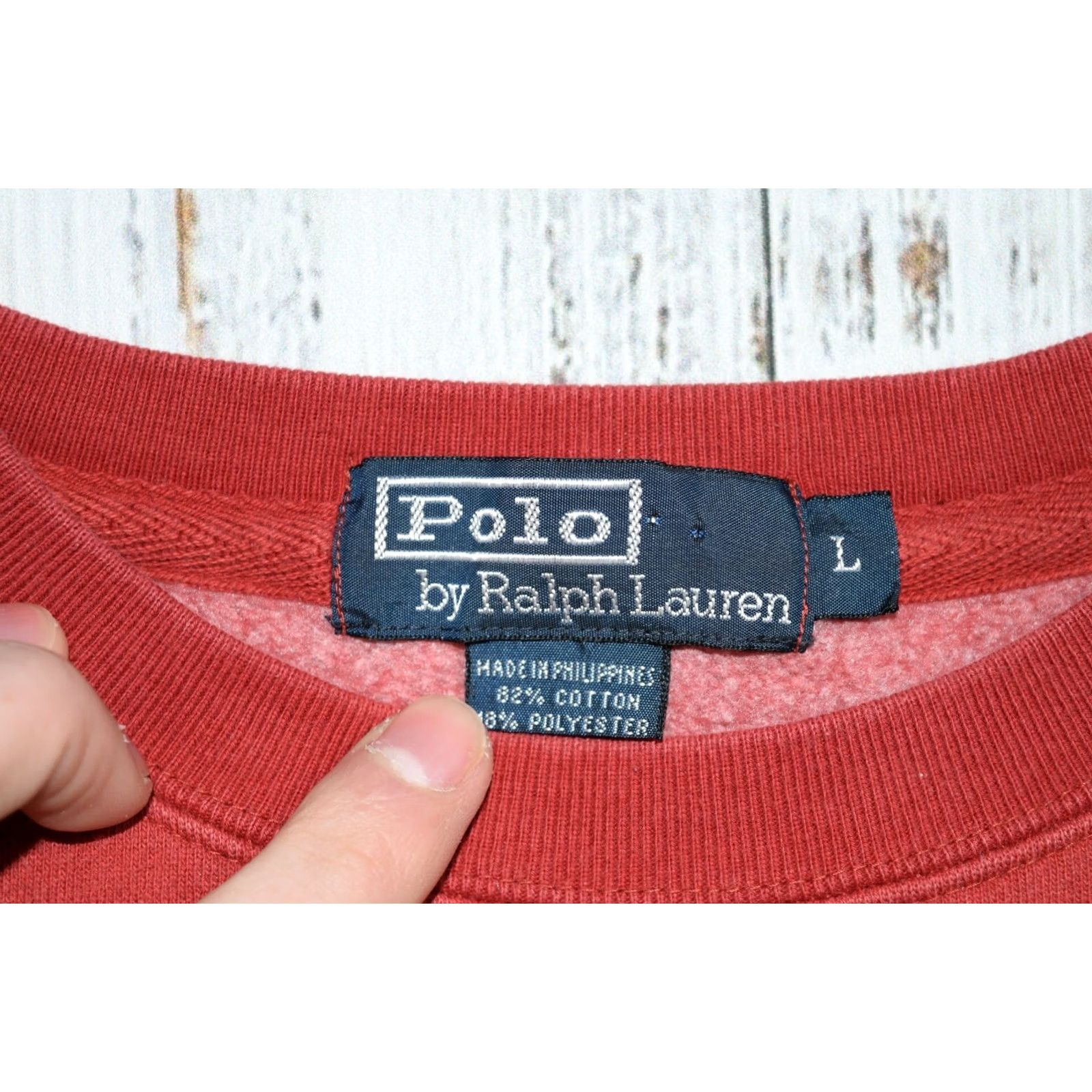 Polo Ralph Lauren VINTAGE Polo Ralph Lauren Sweatshirt Crewneck Red Large Embroidered Cotton/Polyester Men's (Adult) Sweatshirt Size US L / EU 52-54 / 3 - 5 Thumbnail