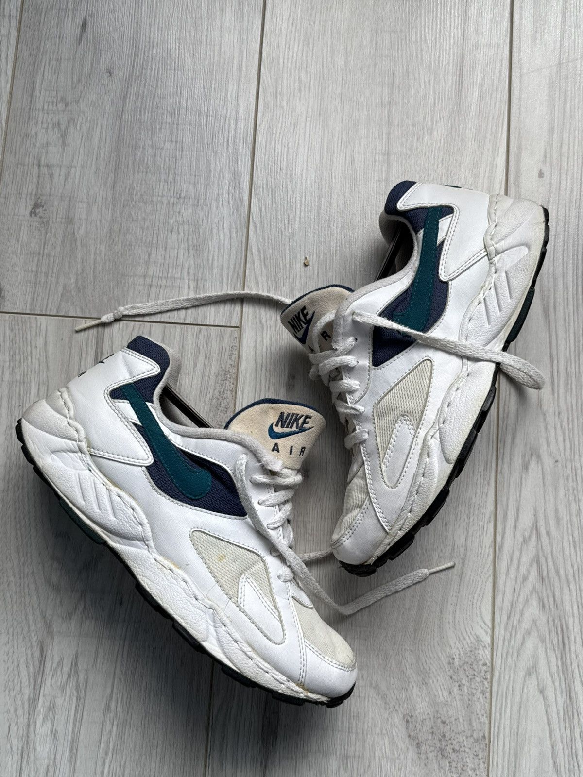 Nike × Vintage Nike Air Icarus 92 White Navy Teal Retro Running sneakers Size US 8.5 / EU 41-42 - 1 Thumbnail