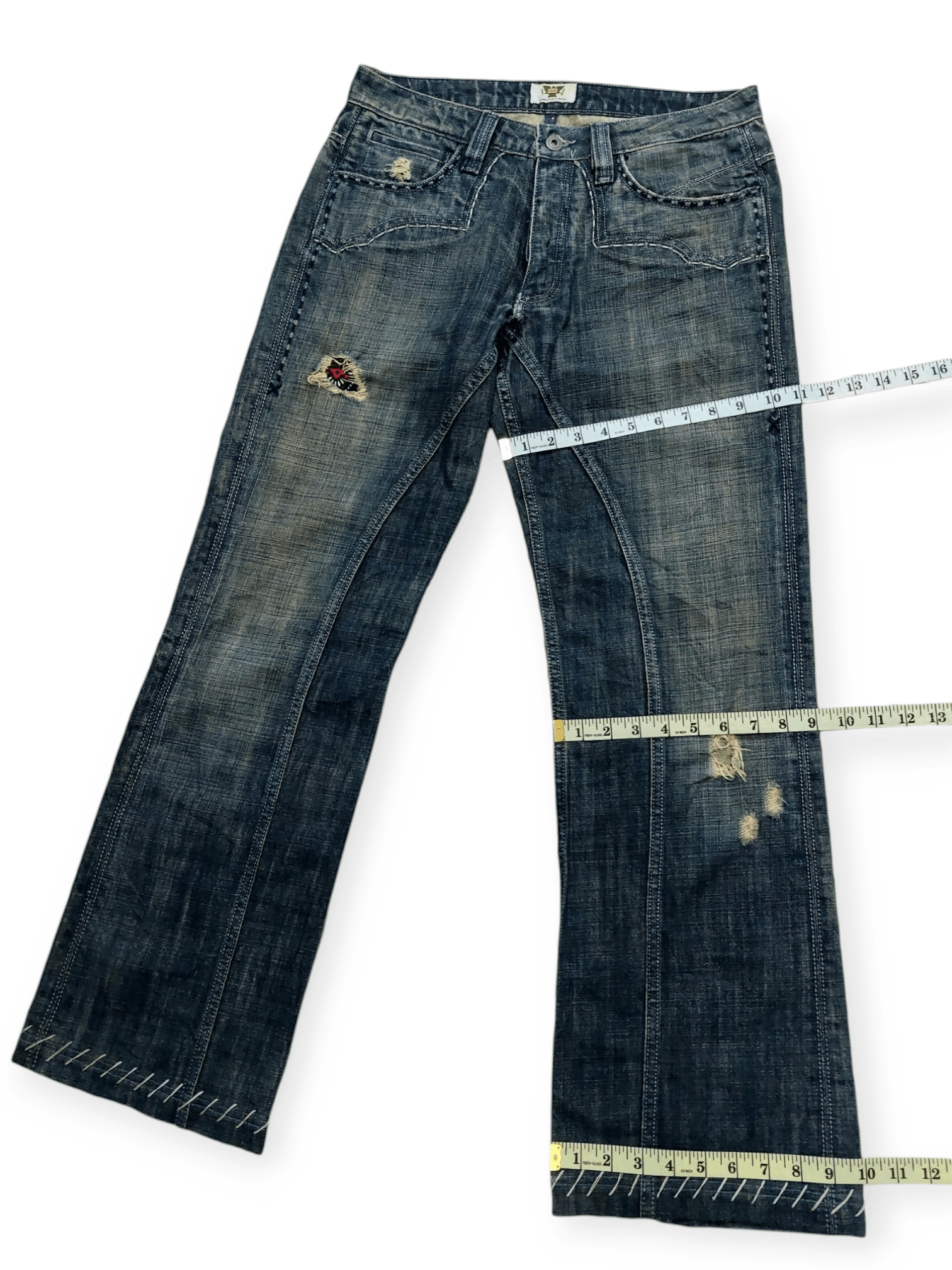 Antik Denim × If Six Was Nine Flared💥 Vintage Antik Denim Embroidered Denim Jeans Size US 31 - 22 Thumbnail