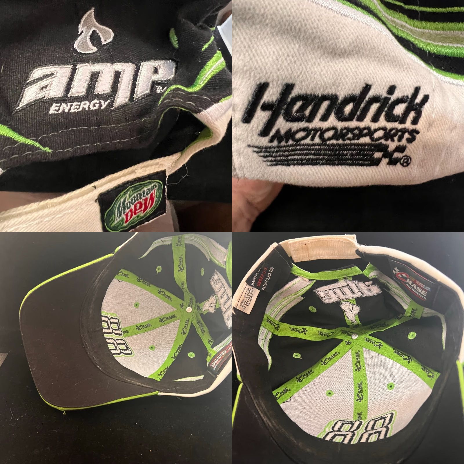 Vintage Dale Jr 88 AMP Energy Racing NASCAR Hat Adult One Size Black Green Trucker Hat Mens Size ONE SIZE - 8 Thumbnail