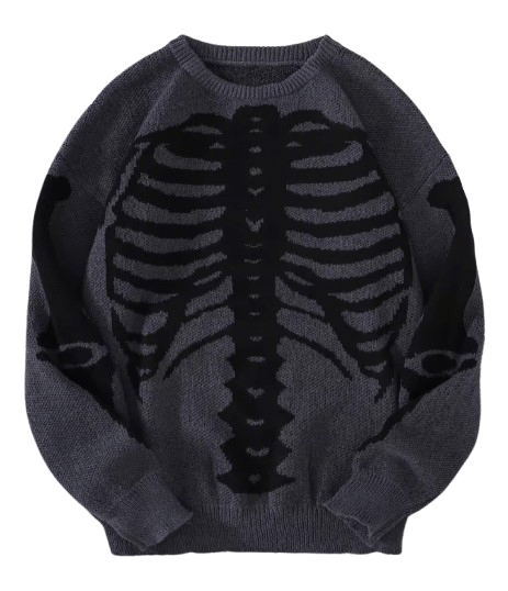 Japanese Brand Streetwear Bone Skeleton Sweater Jacquard Knitted Sweatshirt Size US S / EU 44-46 / 1 - 1 Thumbnail