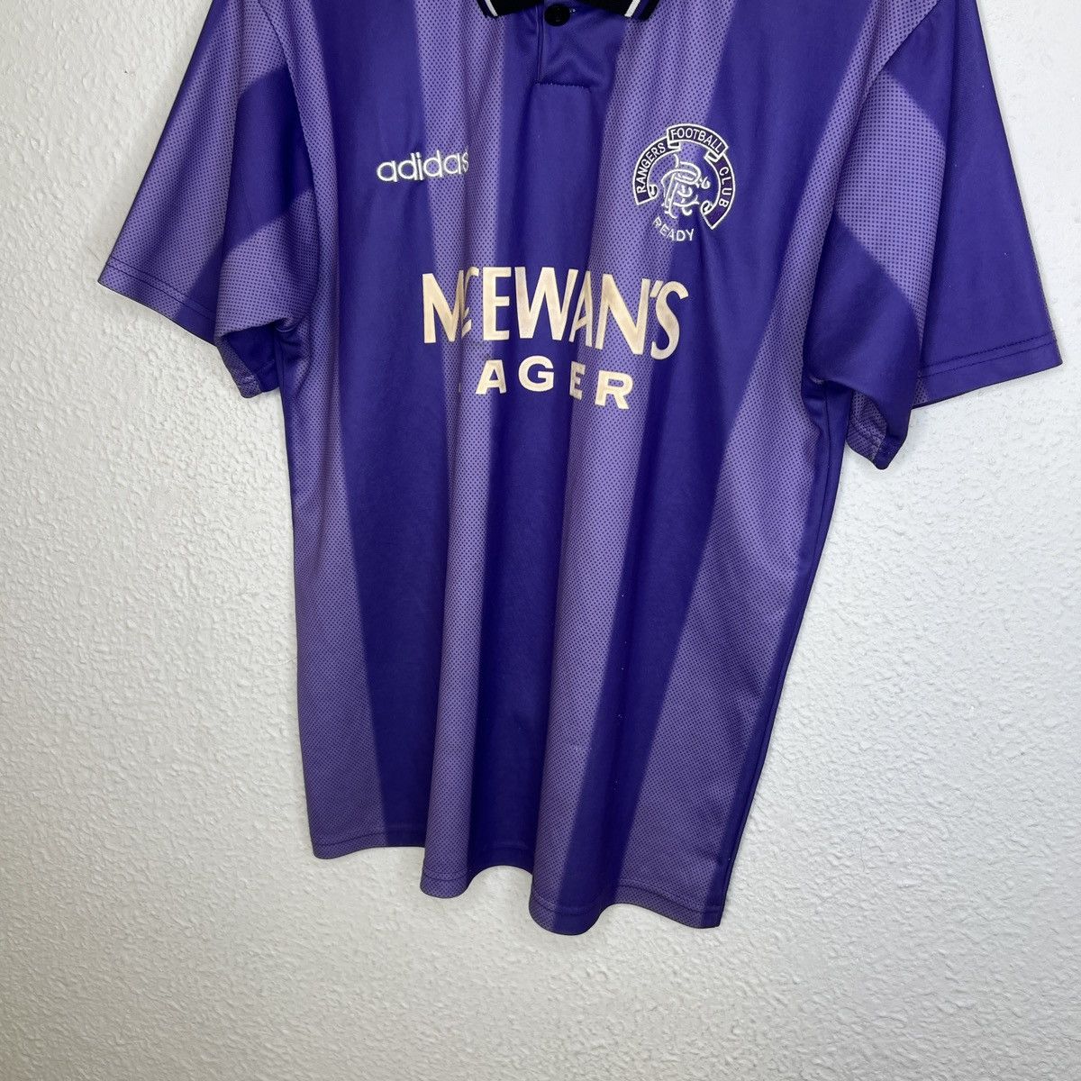 Adidas × Vintage Adidas Vintage Rangers FC Kit Jersey Tee Tshirt Purple Size US M / EU 48-50 / 2 - 2 Thumbnail