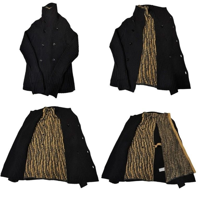 Yohji Yamamoto yohji yamamoto Pour Homme 14AW Layered-Breasted Cardigan Size US L / EU 52-54 / 3 - 8 Thumbnail