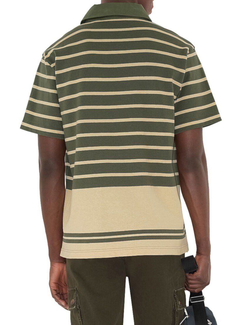 Burberry os11x0326 Striped Polo Shirt in Green/Beige Size US L / EU 52-54 / 3 - 5 Thumbnail