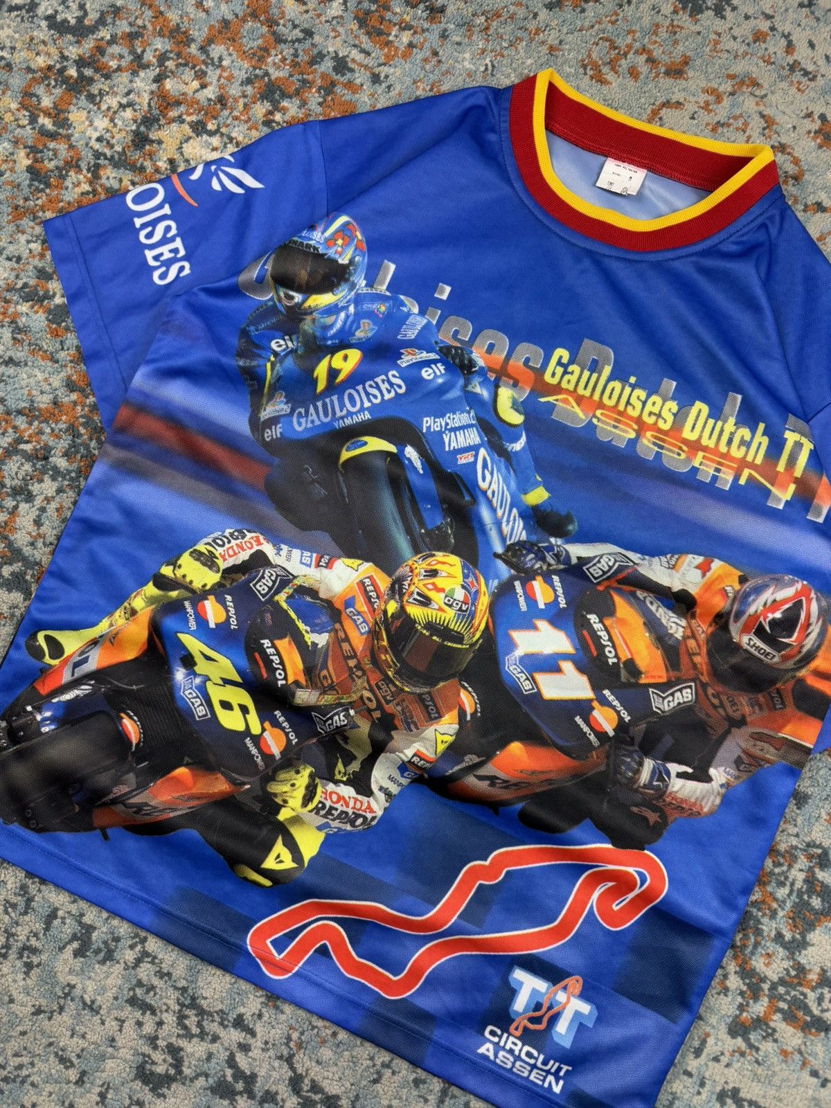 Other Vintage 90s MotoGP Gualoises Dutch TT all over print Jersey Size US M / EU 48-50 / 2 - 4 Thumbnail