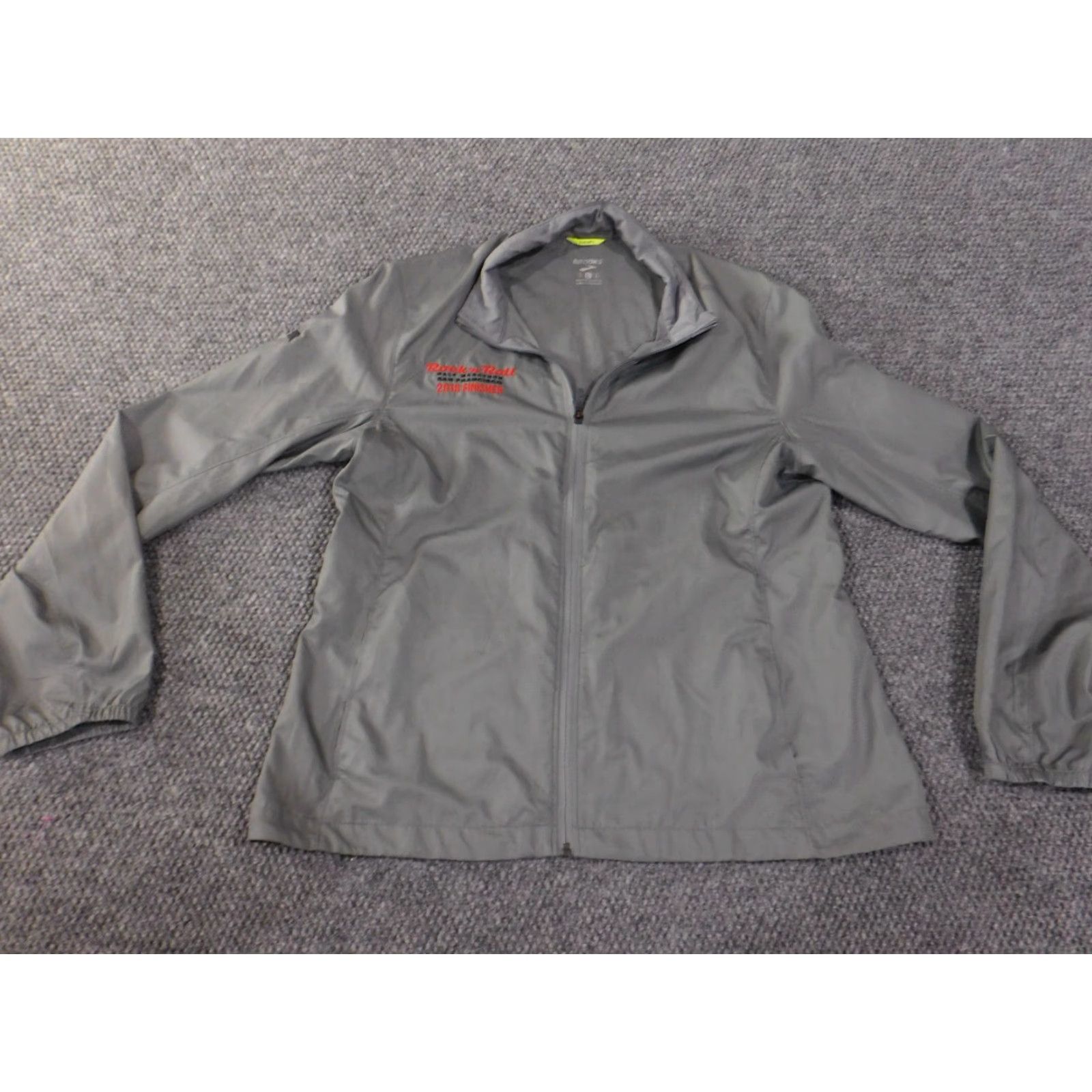 Brooks Brooks Women Jacket Windbreaker Rock L Gray Zip Mid-Length Size L / US 10 / IT 46 - 2 Thumbnail