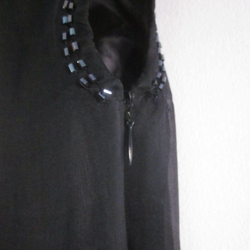 PRINCESS POLLY Bizz Princess Black Silk Dress Size S Beaded Leaf Pattern em Size S / US 4 / IT 40 - 7 Thumbnail