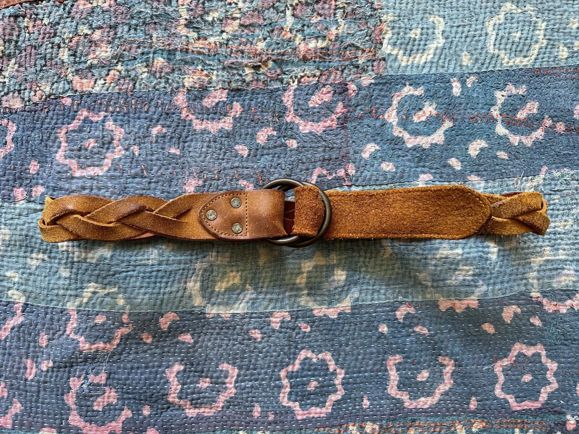 RRL Ralph Lauren RRL Woven Double Ring Distressed Belt 34 Size ONE SIZE - 1 Thumbnail