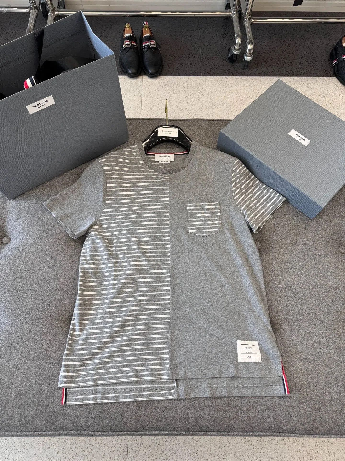 Thom Browne Thom Browne Gray Stripe Panel Short Sleeve. Size US M / EU 48-50 / 2 - 3 Thumbnail
