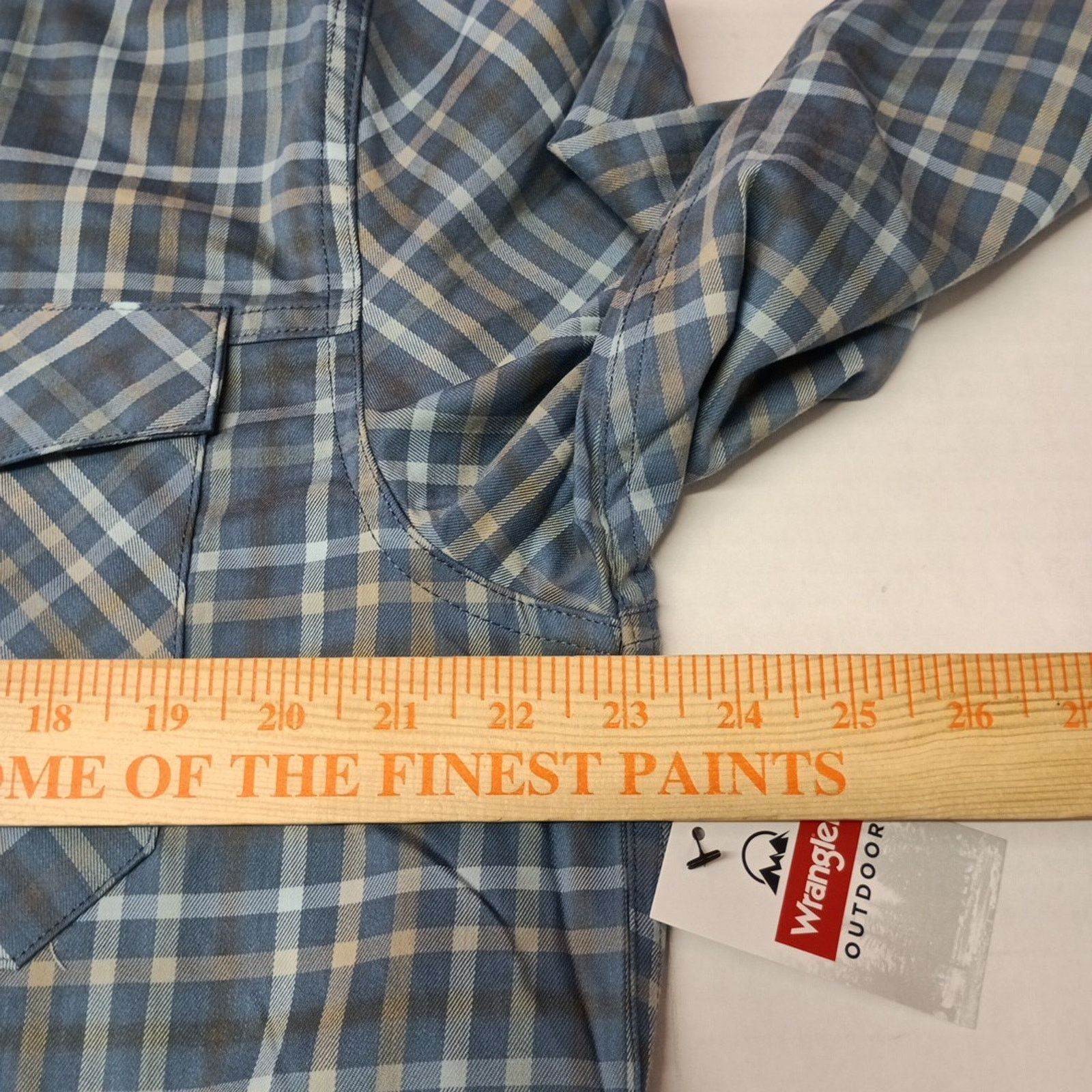 Wrangler Wrangler Shirt Men's L Blue Plaid Convertible Sleeves Size US L / EU 52-54 / 3 - 7 Thumbnail