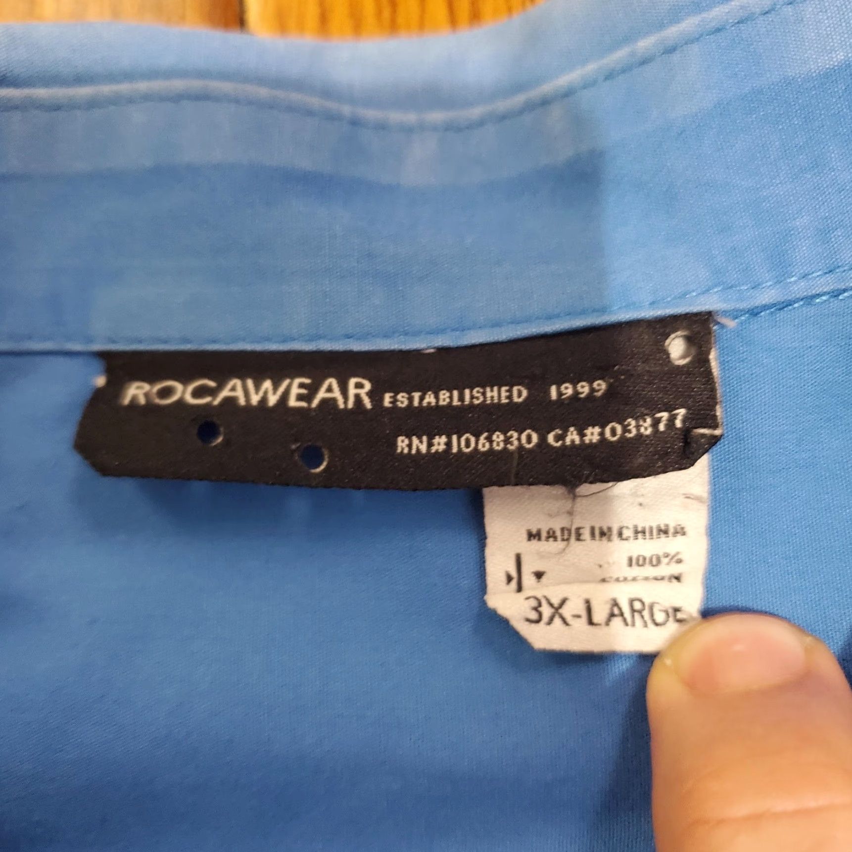 Rocawear Rocawear Denim Co Shirt Mens 3XL Blue Short Sleeve Button Up Embroidered Pockets Shirt Size US XXL / EU 58 / 5 - 6 Thumbnail