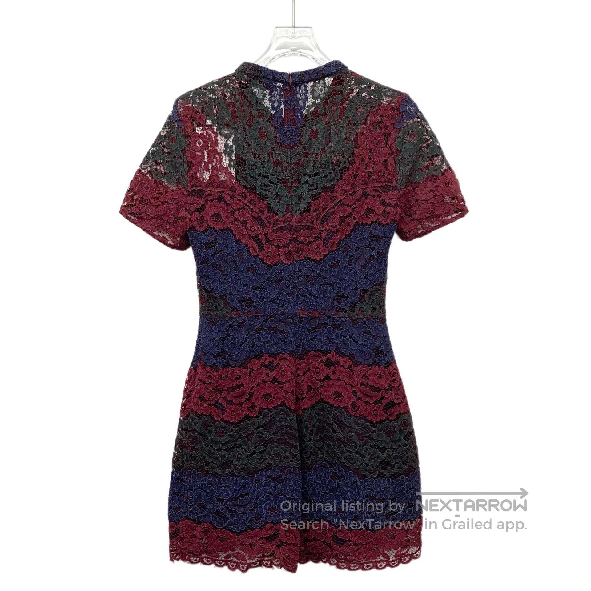 Sandro SANDRO Burgundy floral openwork embroidery round neck shor Size S / US 4 / IT 40 - 2 Thumbnail