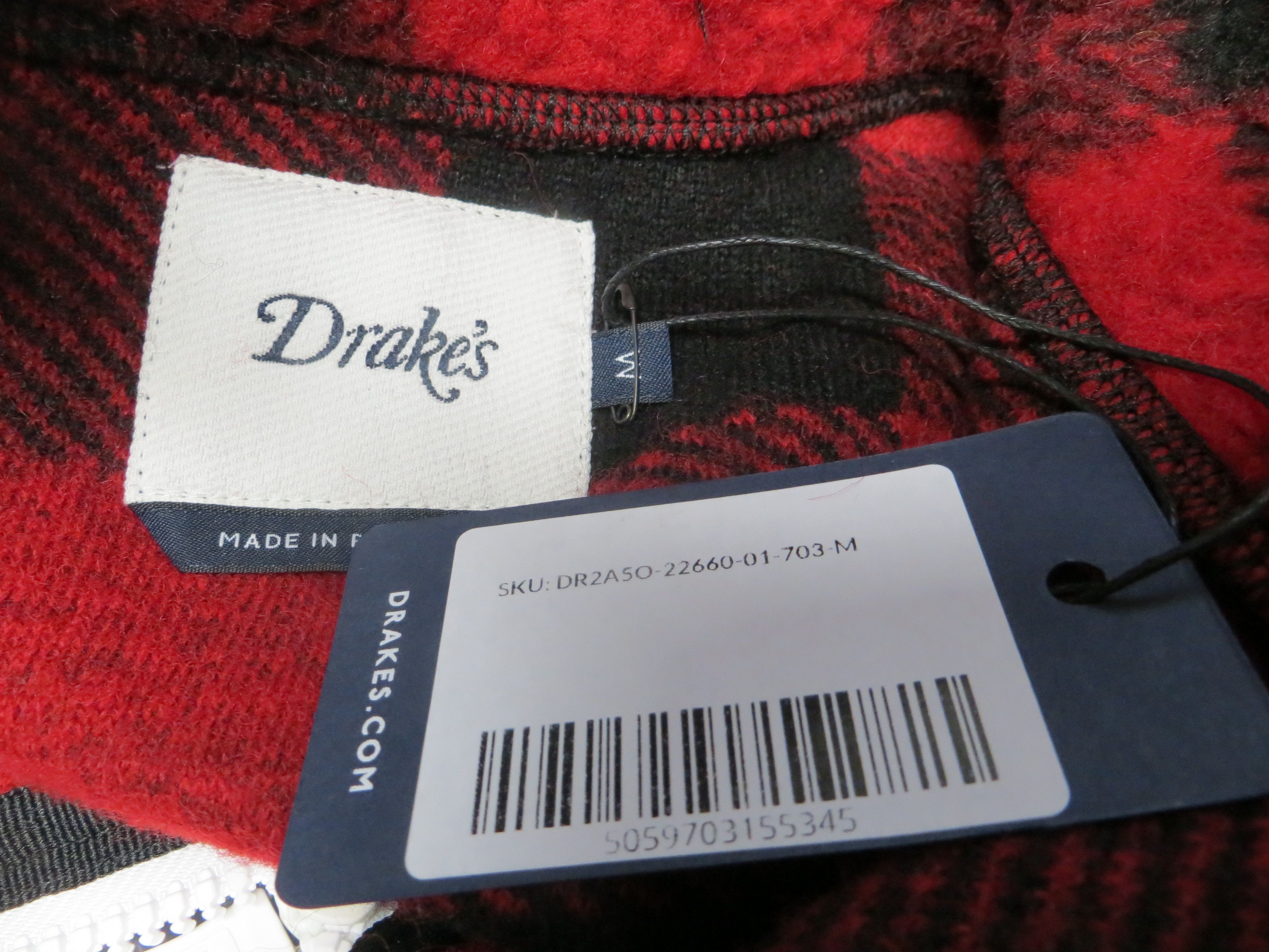 Drake's RED BUFFALO CHECK FLEECE JACKET Size US M / EU 48-50 / 2 - 9 Thumbnail