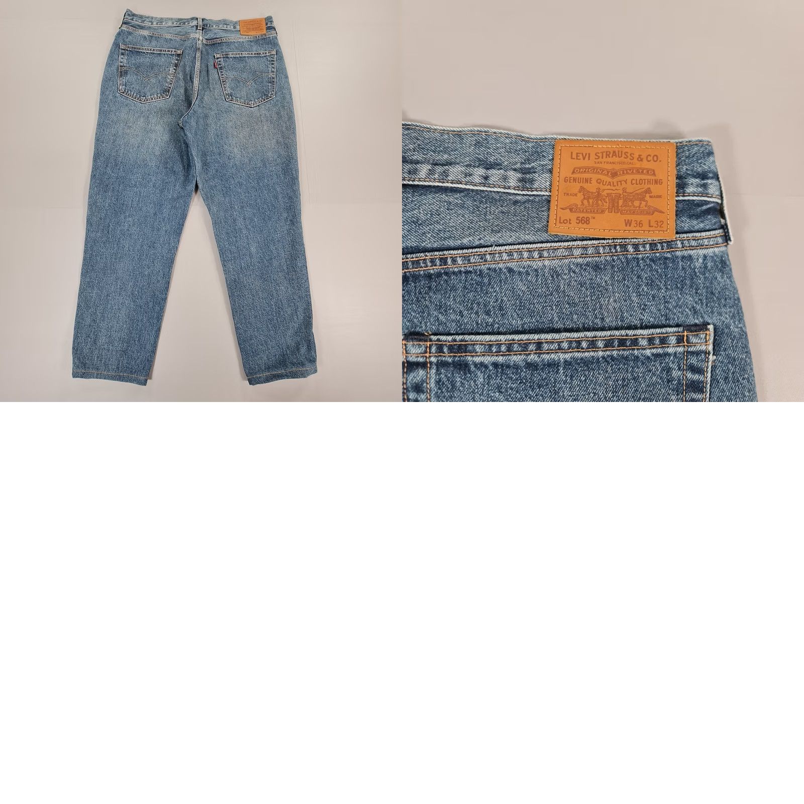 Levi's VINTAGE Levi's 568 Jeans Mens 36 28 Denim Blue Zip Fly 5-Pocket Relaxed Tapered Regular Men Womens? Size US 36 / EU 52 - 8 Thumbnail